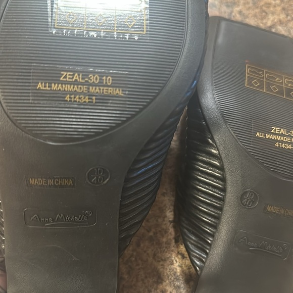 Anne Michelle Kitten Heel Slip On Black Womens Size 10 Square Toe - Picture 11 of 11